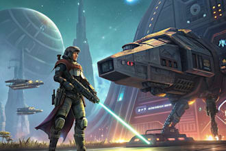 character, mecha, spaceship, weapon or environment sci fi