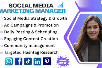 social media marketing manager instagram post facebook ads content creator