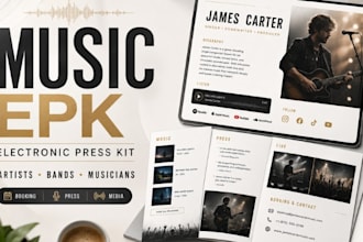 design a stunning music epk electronic press kit for artists and bands