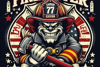 design high quality fire fighter vintage logo with t shirt design