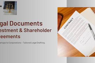 draft investment and shareholder agreements for USA startups and companies