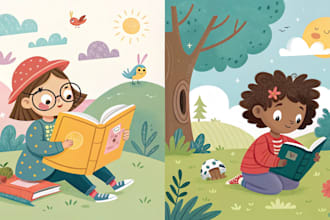 draw children story book illustration and children book illustration KDP