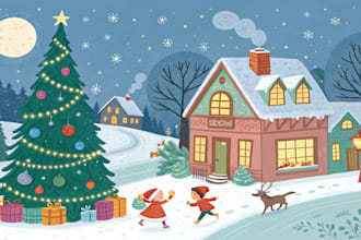 do christmas illustration for children book, picture book, coloring book, poster