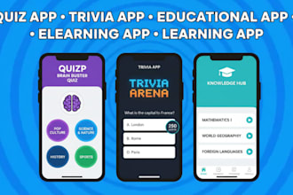 build quiz app, e learning app, trivia app, educational app, jotform app