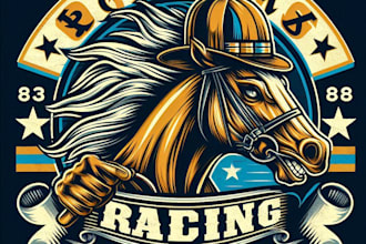 design high quality vintage racing horse logo with t shirt design