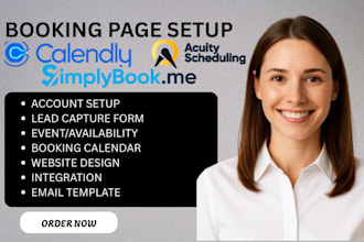 setup calendly,acuity scheduling, vagaro, square, simplybook me, booking expert