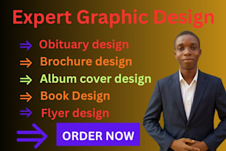 design obituary flyer, billfold, brochure, event flyer, business flyer