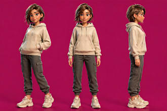 create high quality 3d cartoon character model