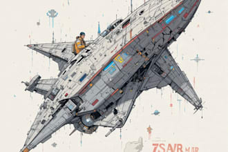 create a spaceship illustration art