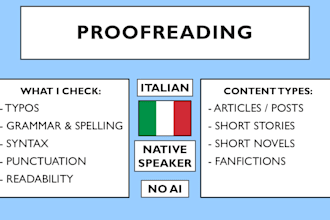 proofread, edit and revise your italian text