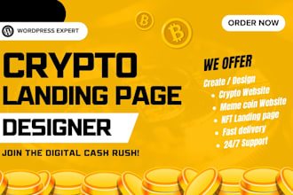 design crypto, nft, meme coin landing page with elementor pro