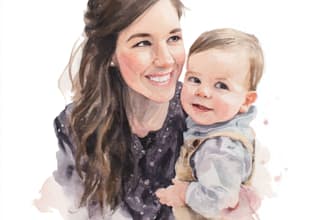 paint a baby nursery family portrait in watercolor