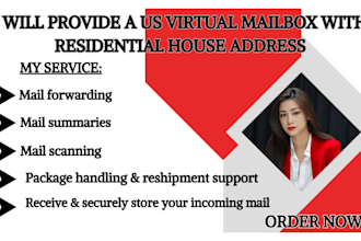 provide a verified US residential virtual mailbox with your name for monthly use
