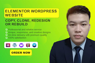 copy, clone, redesign, or rebuild wordpress website using elementor