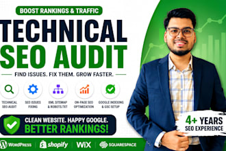 perform a full technical SEO, audit and fix onpage wordpress optimization