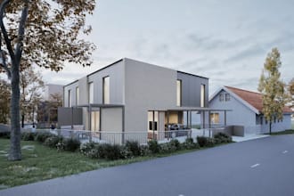 render 3d roadside villa,estate apartment design,duplex house, cgi home interior