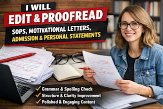 edit and proofread sops, motivational letters, admission and personal statements