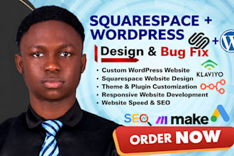 do squarespace website development, landing page, redesign squarespace website