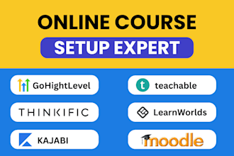 setup your online course on gohighlevel teachable thinkific learnworlds moodle