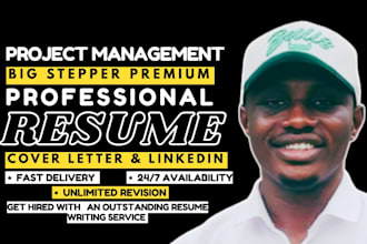 write a professional project manager resume, CV, and cover letter