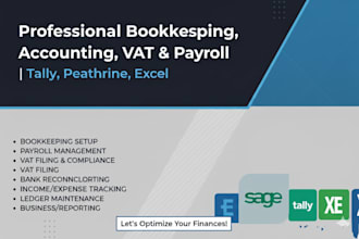 do bookkeeping accounting, vat payroll services tally
