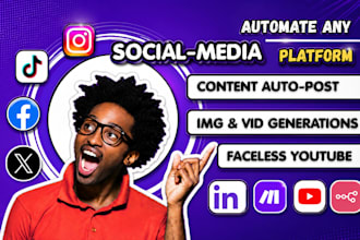 social media automation, youtube faceless video, instagram chatbot, manychat,n8n
