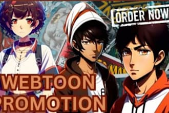 organic and viral webtoon promotion, manga, tapas, and wattpad marketing