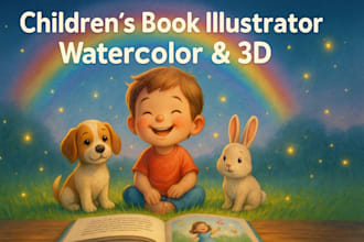 illustrate children storybook in watercolor and 3d style