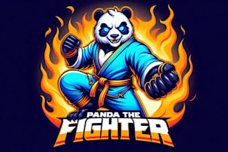 design unique fighter panda logo with express delivery