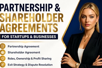 draft shareholder agreement and partnership agreement for startups in 24 hours