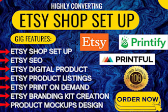 design etsy digital products seo listing etsy shop set up etsy shop store set up