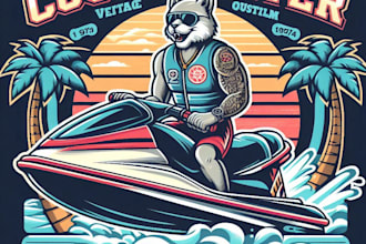 design high quality jet ski mascot logo with t shirt design