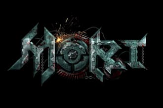 design a futuristic cyber metal logo with a dark industrial vibe