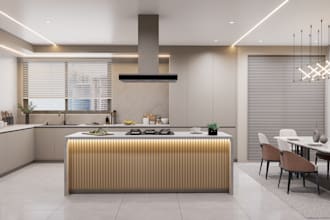 design modern modular kitchen in 24 hours with realistic 3d render