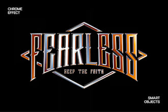 design a 3d metal band logo with steel or chrome effect
