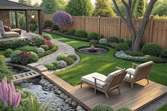 create backyard landscape design rendering