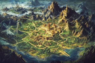 create fantasy map illustration for map