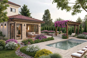 design home garden, patio, pool, villa landscape design