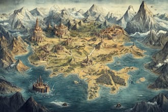 design fantasy map illustration for map