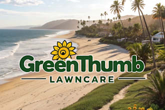 design beach landscape and lawncare logo