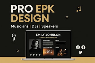 design a profssional electronic press kit epk for musicians djs and speakers