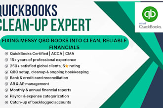 set up, clean up and maintain accurate books in qbo