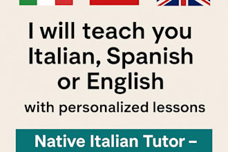 teach you italian, spanish or english with personalized lessons