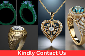 create 3d jewelry design, cad and rendering for custom ring, earring, bracelet
