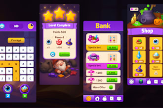 design stunning 2d game graphics and game UI UX