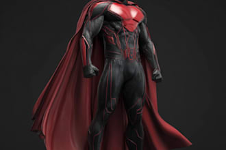design a dynamic full body superhero action pose