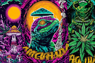 create illustration with psychedelic style art