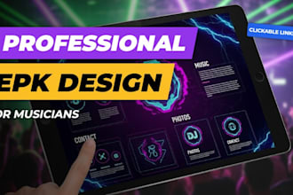 design a clickable musician epk and press kit with links