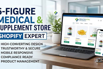 create 6 figure medical shopify dropshipping store, supplement store cbd website