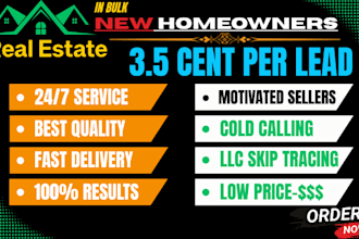 provide new homeowners and solar leads, skip tracing, and cold calling